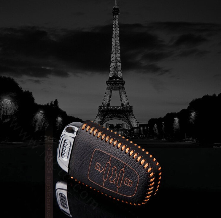 Funky Genuine Leather Key Ring Auto Key Bags Smart for Audi A4L - Yellow